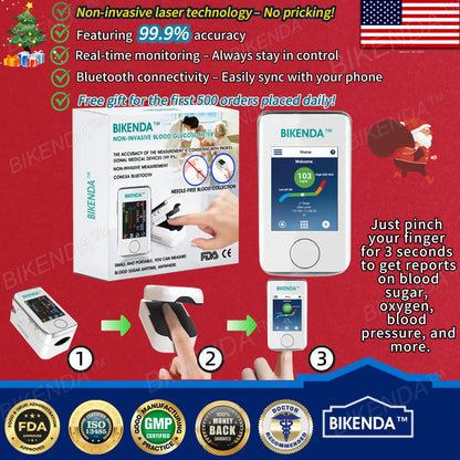 The Best Christmas Gift: Bikenda™ Non-Invasive Blood Glucose Meter + Exclusive Gift 99.9% Accuracy🎄 - Recommended by A.M.A.