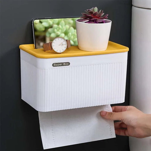 Wall Mount Toilet Paper Holder Tissue Box Waterproof Paper Towels Holder Case Storage Box Tray Portable Toilet Roll Holder - ADFIRE